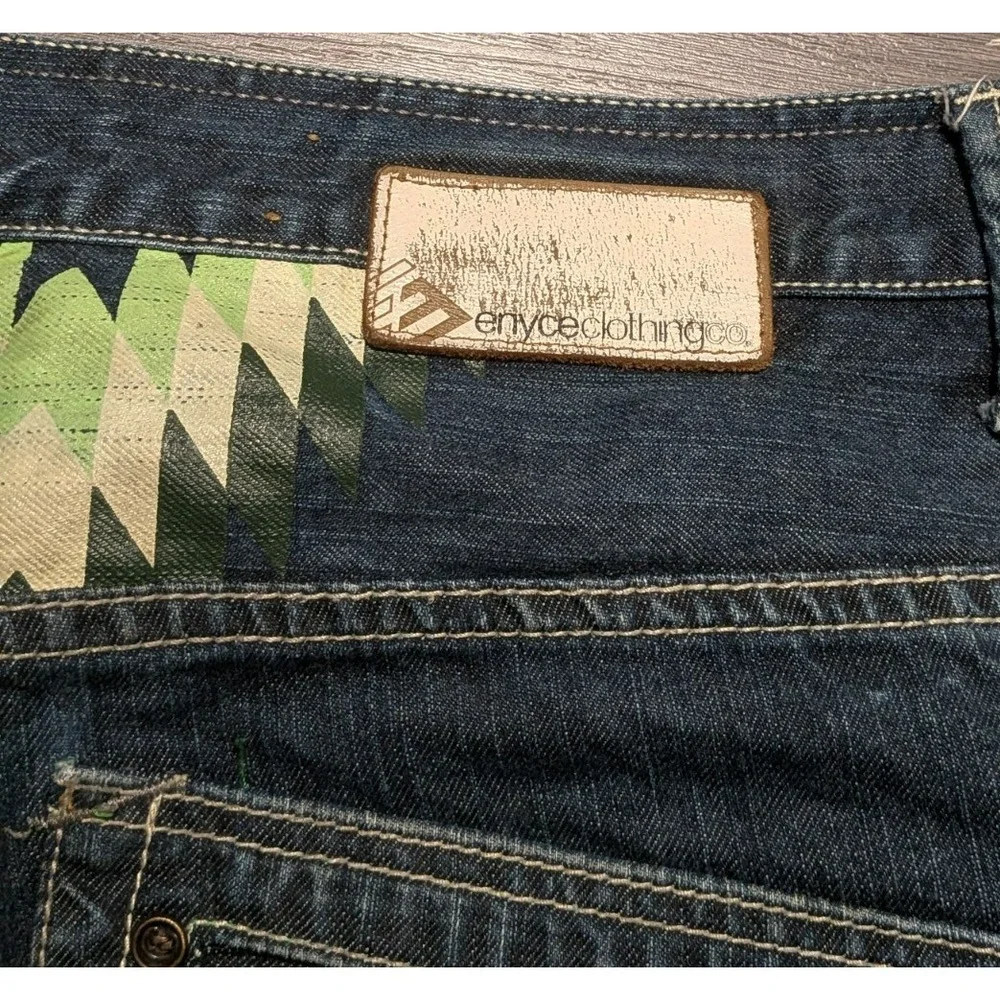 Vintage Enyce Men's Baggy Hip Hop Grunge Wide Leg Dark‎ Wash Denim Size 42x32.5